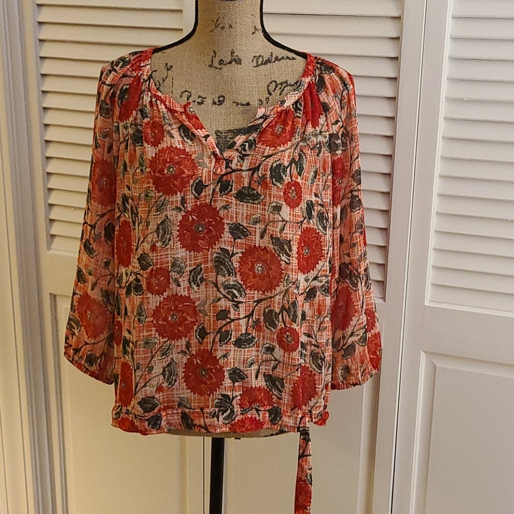 Lucky Brand Long Sleeve Sheer Top - M